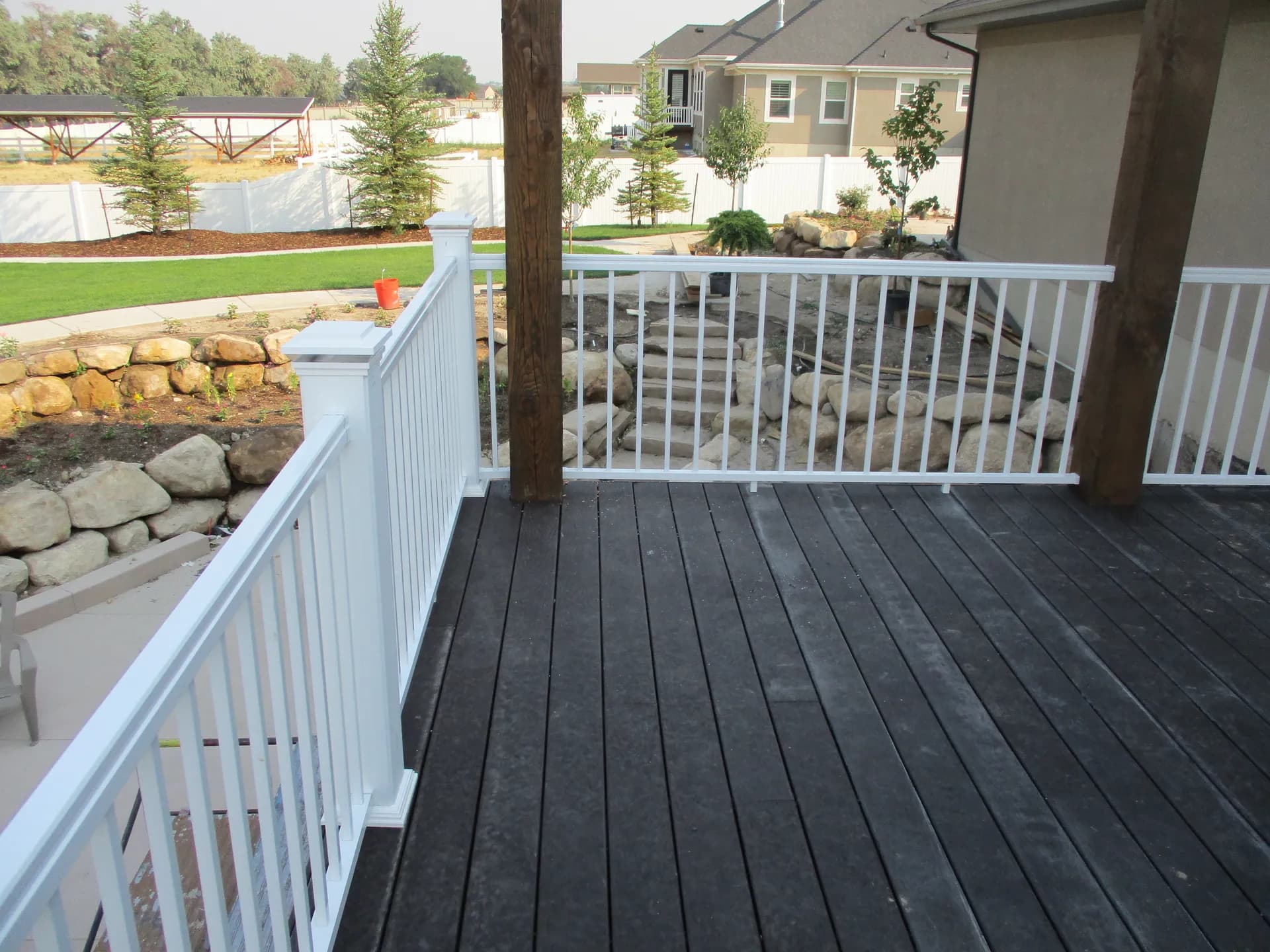 Completed deck with landscaping