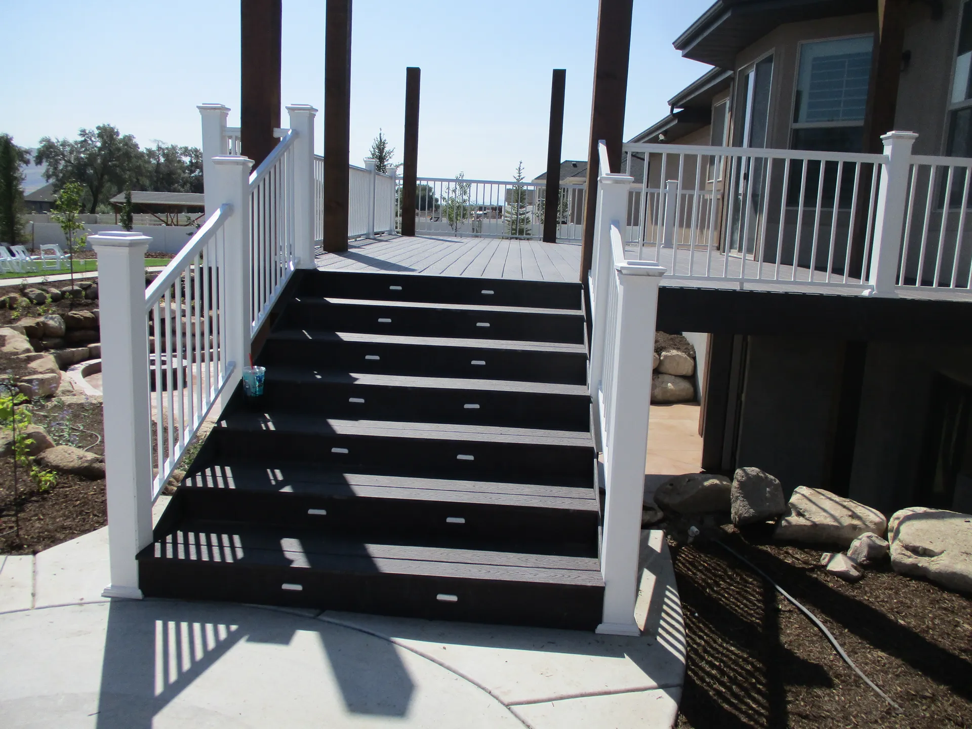Finished stairs with LED lighting